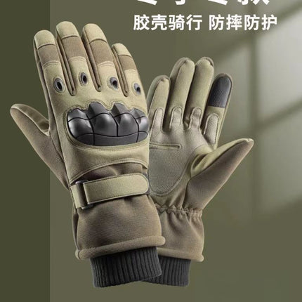 Tactical Gloves Men's Full Finger Winter Outdoor Warm Sports Training Riding Motorcycle fleece-lined Riding Wind and Cold