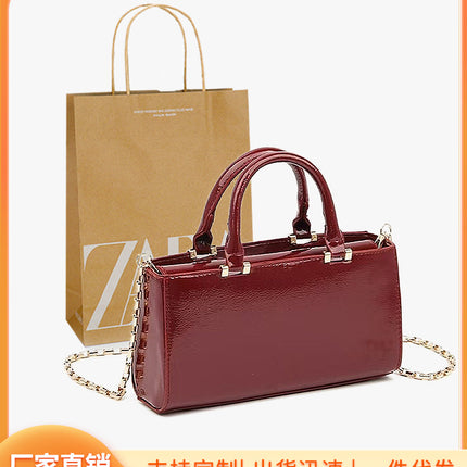 Za's New Autumn and Winter Women's Bag, Deep Red High-Quality Mini One-Shoulder Cross-Body Handbag, Chain Small Square Bag