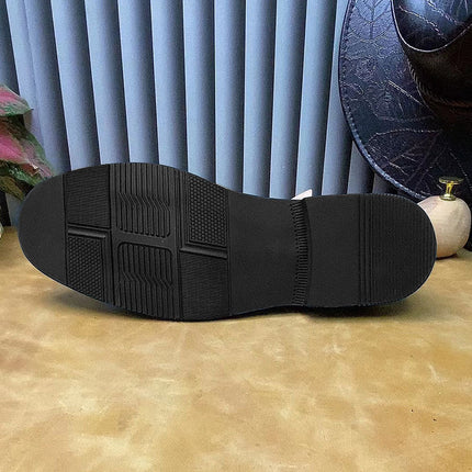 Formal Business Leather Shoes for Men, Soft-Soled Three-Joint Men's Black Interview Security Shoes, Work Military Shoes with Rubber Soles