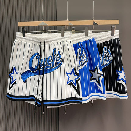 Vintage Embroidered American Quick-drying Breathable Ball Pants Shorts Knee-free Trendy All-match Sports Training Fitness Pants