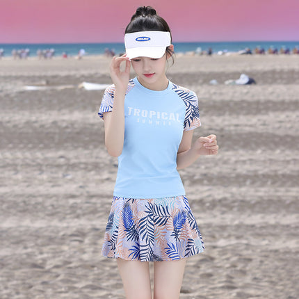 2025 Swimsuit Women's Split Conservative Belly-Covering Slimming Look Boxer Skirt Sports Style Student Hot Spring Korean Swimsuit