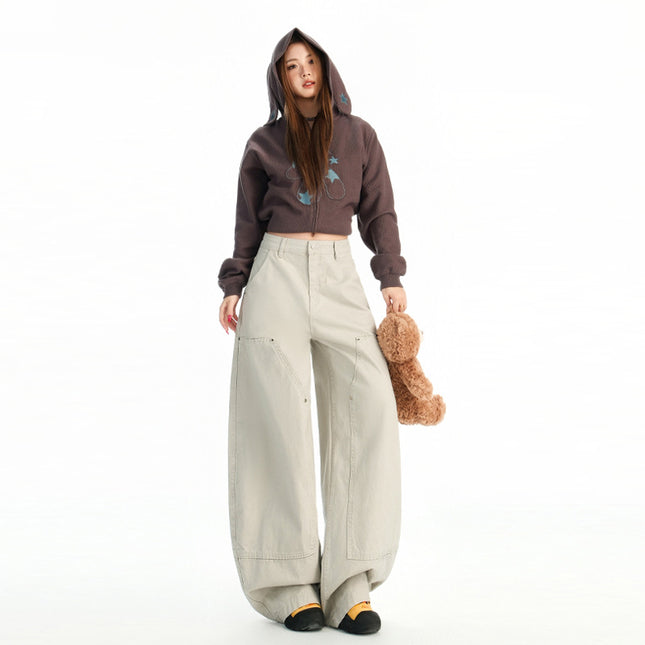 American Street Design Silhouette Scimitar Pants Women's Personalized Loose Wide-Leg Floor-Length Pants 2025 Early Autumn New Style