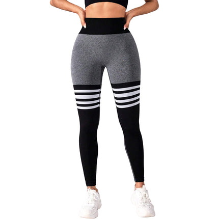 Muyao Cross-Border Striped Outdoor Sports Leggings for Women, High-Waisted, Butt-Lifting Yoga Wear, Quick-Drying Running Sports Fitness Pants