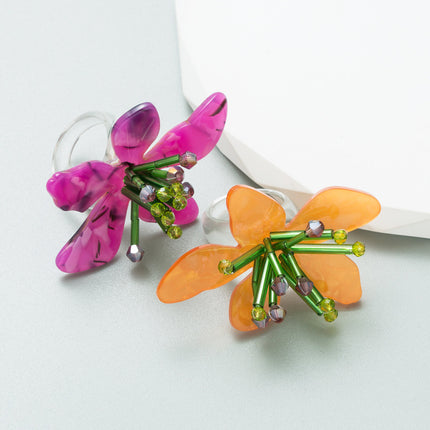 Cross-border New Trend Bohemian Flower Ring Women's Personality Exaggerated Elegant High Quality Ring Hand Jewelry