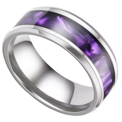 European and American Fashion New Ring Black Elegant Colorful Purple Colorful Stainless Steel Imitation Shell Ring Source Manufacturer
