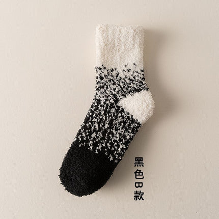 Coral Fleece Socks Men's Winter Thickened fleece-lined Medium Tube Men's Home Warm Plush Floor Socks Cold Sleeping Socks