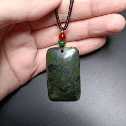 Xizang Jade Medicine King Stone Snake Pattern Jade Peace Pendant Tianzhu Peace Pendant Olive Green Ink Jade Meteorite Pendant