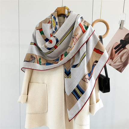 High-End Silk Wool Scarf for Women, Elegant and Warm Silk Wool Large Square Scarf for Air-Conditioned Rooms