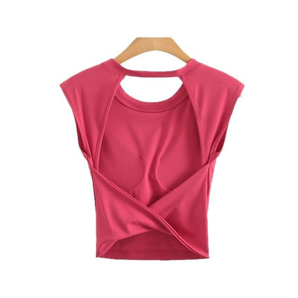 High-class Yoga Top with Chest Mat Yoga Clothing Sports Vest Women's Quick-drying Short-sleeved T-shirt Beautiful Back Fitness Top