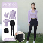 Purple [short-sleeved] five-piece set (black pants) upgraded model---crazy sale / M