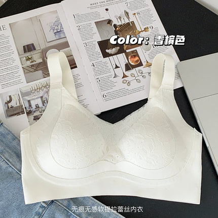 Large Chest Shown Small Underwear Women's Non-steel Rings Parammary Breast Anti-sagging Pull-up Non-marking plus size Full Cup Thin Bra