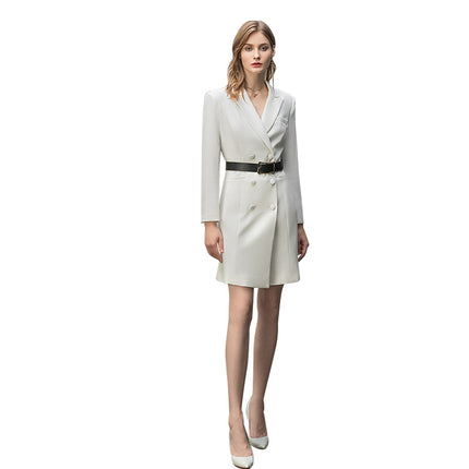 Spring and Autumn New Fashion double breasted suit collar dress domineering female president waist-tight professional women's dress overalls OL