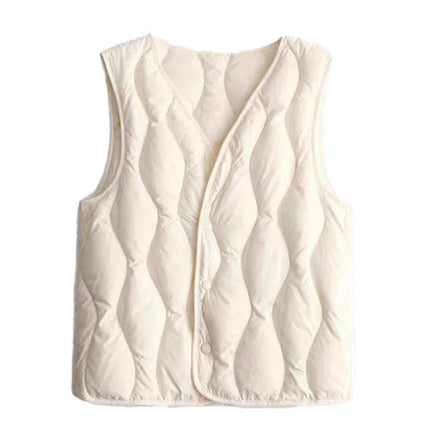 Women's Short down Vest for Winter, Lightweight, Close-Fitting, Warm V-Neck Vest, Base Layer Inner Wear, Inner Liner Sleeveless Vest
