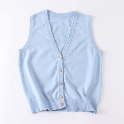 Cyanotic waistcoat [Jizhou Tea Love] JK waistcoat vest v-neck knitted sweater cardigan sleeveless Japanese jk women