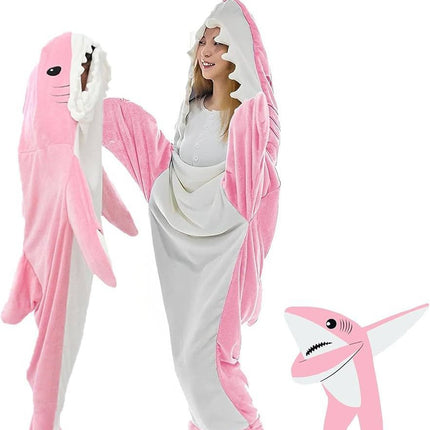 Cartoon conjoined autumn and winter shark sleeping bag flannel loose-fit adult camping sleeping bag for couples thickened warm home clothes