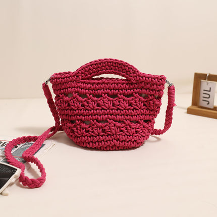 Cute Crossbody Cotton Woven Bag New Mobile Phone Bag Hollow Hand Straw Woven Bag Holiday Beach Bag All-match Women's Bag