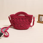 Colorful crossbody cotton thread rose red (without lining)