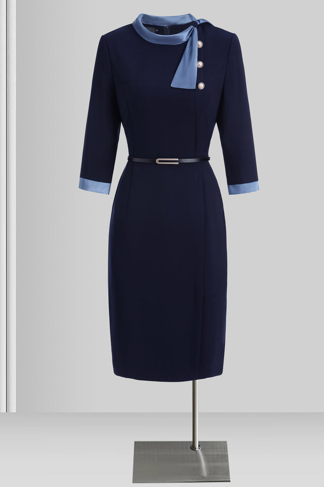 Temperament Socialite Tweed Style Contrasting Color Professional Dress Women 2024 New Beauty Salon Hotel Front Desk Workwear Skirt