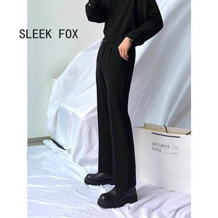 Autumn and Winter Cashmere Straight-Leg Pants for Men, Business Commuting Professional Office Pants, American Retro Loose Dress Pants