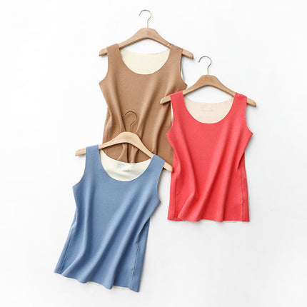 Women's AB Face Seamless Thermal Underwear Vest Women's Two-color Base Shirt Crewneck Vest Cashmere Silk Women's Vest