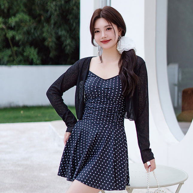 Swimsuit for Women, Summer Sexy One-Piece Dress, Plus Size, Slightly Chubby Girl, Conservative, Tummy-Concealing, Slimming, Korean Ins Style, Hot Spring Bathing