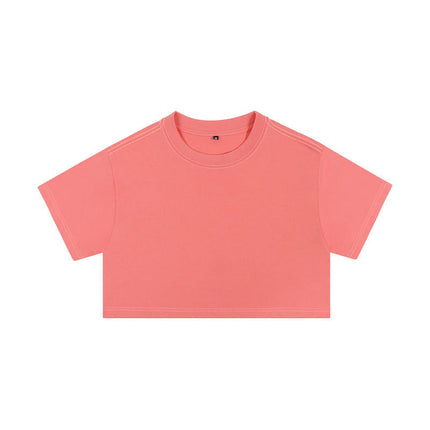 European Size Ins Pure Cotton Sexy Crop Top Loose Women's Short Sleeve T-Shirt with Logo Printed Same Day Shipping Crop Top