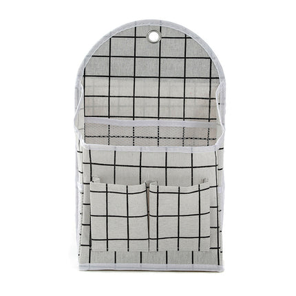 Side with net pocket double pocket fabric storage hanging bag student dormitory storage artifact wall hanging storage bag