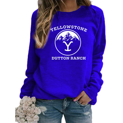 Amazon Cross-border Foreign Trade Source DUTTON RANCH Printed Round Neck Long Sleeve Women's Sweatshirt Jacket