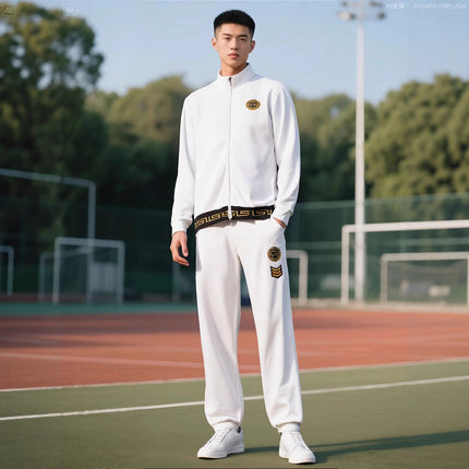 European Men's Casual Sports Suit with Little Bee Embroidery Autumn Sweatshirt Sports Suit