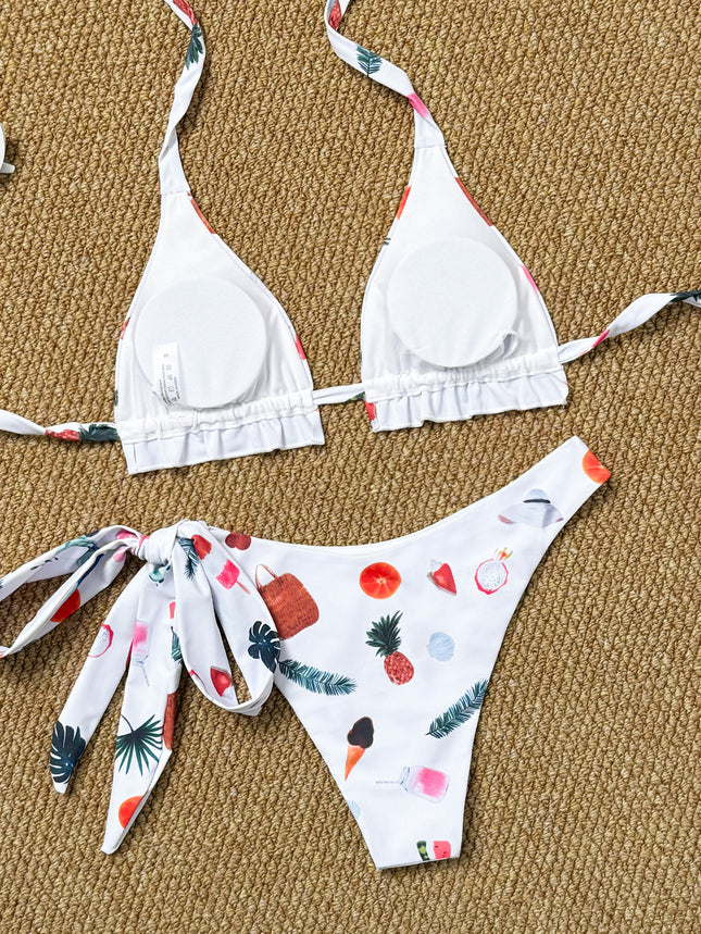 2025 New Women's Swimsuit Amazon Foreign Trade Fashion Printed Seaside Sexy Separates Swimsuit Bikini