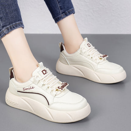 Hydrogen Cloud Women's Shoes Autumn and Winter White Shoes Junior High School Students Leisure Sports Board Shoes Niche Design Sense