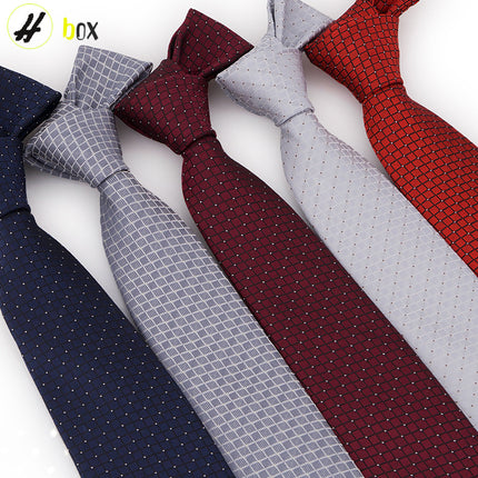 Source Tie Men's Polyester Yarn-dyed Jacquard Fabric Fine Plaid Business Casual Wine Red Wedding Tie