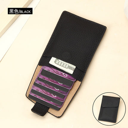New ultra-thin lightweight leather card case multi-card pull-out ID set simple solid color ID card set Wholesale