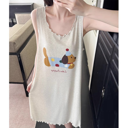 Vest-Style Nightgown, Sleeveless Dress, Pajamas, Suspender Dress, Home Wear, Can Be Worn Outside, Short Style, Sweet and Cute Style