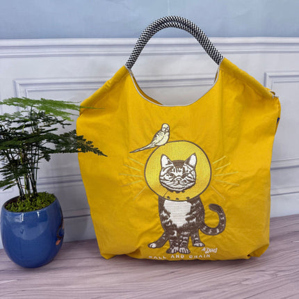 ball chain Japanese high quality eco-friendly shopping bag embroidered hand canvas bag nylon shopping bag