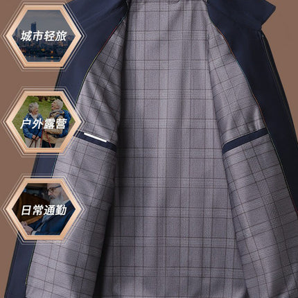 One-Piece Drop-Shipping Spring and Autumn Executive Jacket for Dad, Middle-Aged and Elderly Lapel Business Casual Coat, Men's Windproof Top
