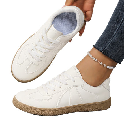 Women's White Sneakers for Foreign Trade, 2025 Autumn New Low-Top German Training Shoes, Versatile Casual Sports Shoes, Flat Lightweight Sneakers