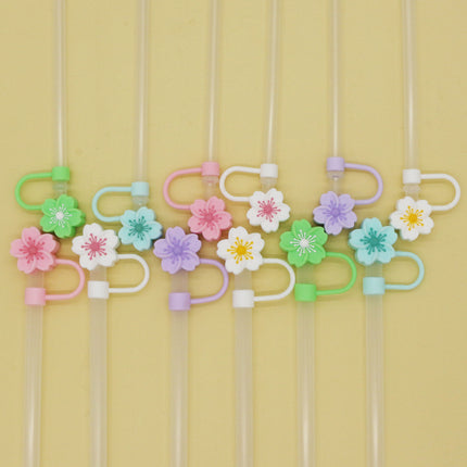 Popular 10mm Begonia Flower Straw Cap Stanley Water Cup Straw Plug Silicone Flower Straw Cover Direct from Manufacturer