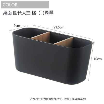 Creative pen holder bamboo and wood compartment storage box large capacity stationery pencil watercolor pen finishing box cosmetic brush storage bucket