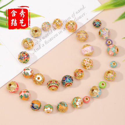 Cloisonné Oil-Dropping Cut Out Auspicious Cloud Lotus Bead Accessories Oil-Dropping Copper DIY Handmade Bracelet Necklace Jewelry Accessories