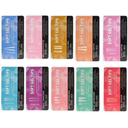 Cross-border nail transparent glossy nail patch fake finger ultra-thin seamless nail patch 550 pieces/boxed porcelain white box nail patch