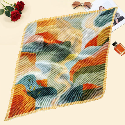 New wrinkled small square scarf female Korean imitation silk printed wrinkled small scarf Joker scarf decorative scarf wholesale