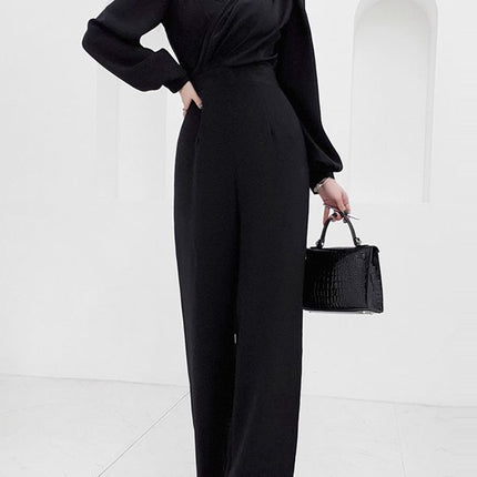Korean-style V-neck slim-fit and elegant jumpsuit cross-border women's fashion waist slimming professional jumpsuit