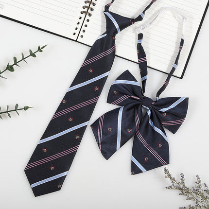 Japanese and Korean striped jk/dk college style men's and women's red cyanotic gray blue shirt accessories tie-free collar suit