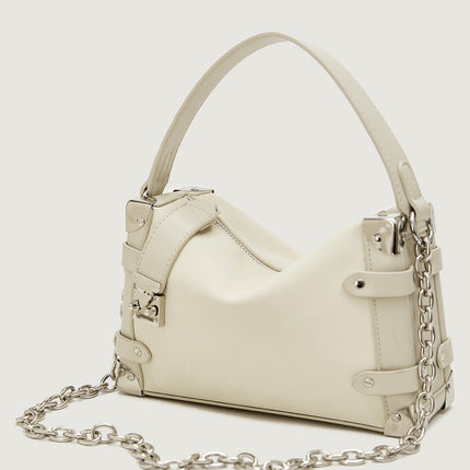 Chanel Style Chain Hand Bag 2024 Retro Square Soft Box Bag Genuine Leather Pillow Bag Shoulder Crossbody Women's Bag