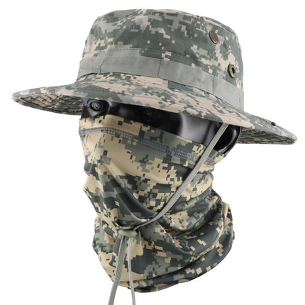 Summer Camouflage Tactical Penny Hat suit Multi-function Magic Hood Fishing Cap Sunscreen Protective Breathable Fisherman Hat