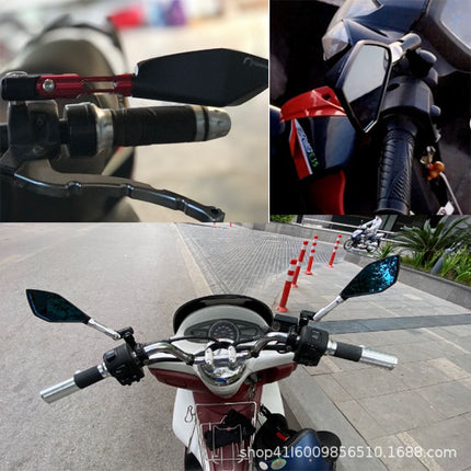 Universal motorcycle modified reflector electric vehicle aluminum alloy rearview mirror blue mirror