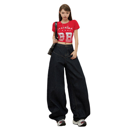 American Scimitar Jeans for Women 2025 Summer New Straight-Leg Loose High-Waist Slimming Wide-Leg Floor-Length Pants