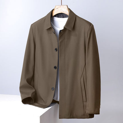 One-Piece Drop-Shipping Men's Autumn and Winter Casual Jacket for Middle-Aged Men, Lapel Light Business Cotton Coat Jacket, Dad's Outfit