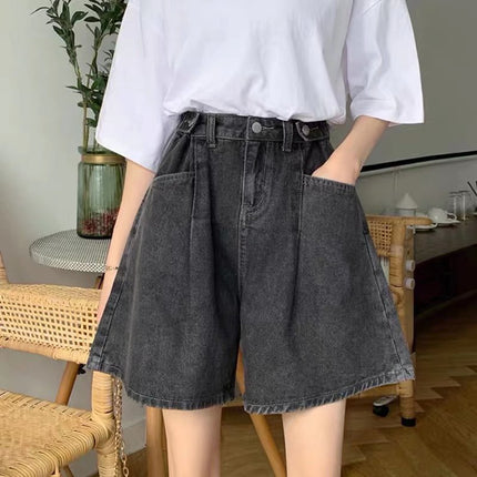 Plus Size High-Waisted Denim Shorts for Women 2025 Summer New Style Fat mm High-Waisted Slimming Look Loose Straight Wide-Leg Mid-Pants